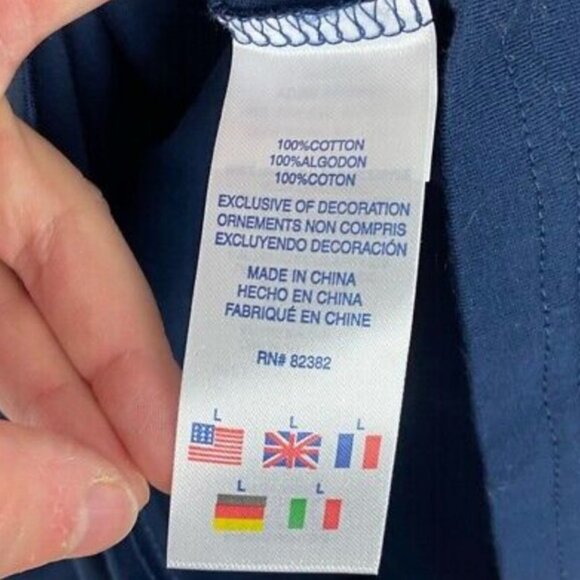 Champion Navy Blue Embroidered Long Sleeve T-Shirt Boys Size Large Tee Crew Neck - Picture 6 of 9